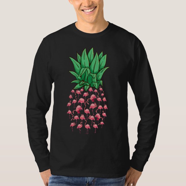 Camiseta Gracioso Flamingos Pineapple Tropical Fruit Lover  (Anverso)