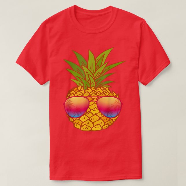 Camiseta Gracioso Gafas de sol de piña Art Hawaiano Aloha H (Diseño del anverso)
