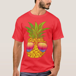 Camiseta Gracioso Gafas de sol de piña Art Hawaiano Aloha H