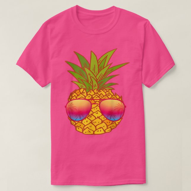 Camiseta Gracioso Gafas de sol de piña Art Hawaiano Aloha H (Diseño del anverso)
