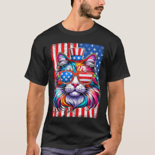 Camiseta Gracioso Gafas De Sol Estadounidense Bandera 4 De 