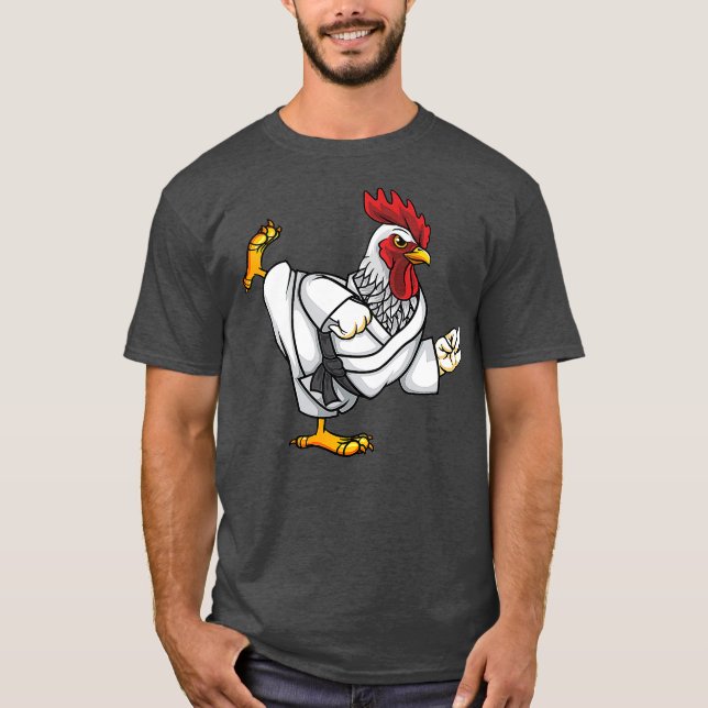 Camiseta Gracioso gallo Ninja Chicken haciendo Karate Samur (Anverso)