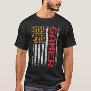 Camiseta Gracioso Gamer Bandera Americana Video juegos de n