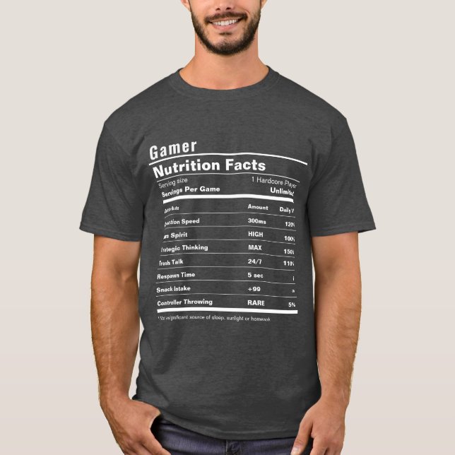 Camiseta Gracioso Gamer Stats Personalizado Etiqueta de reg (Anverso)