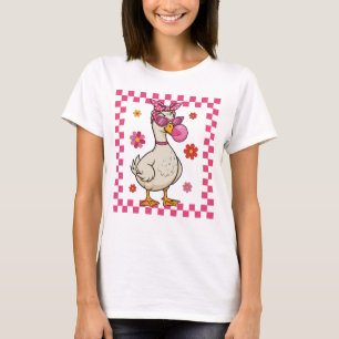 Camiseta Gracioso ganso con gafas de sol y bubblegum