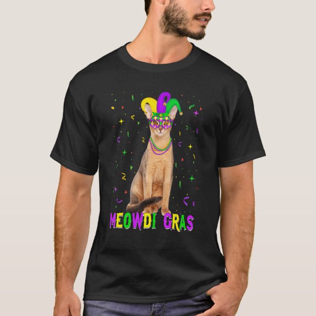 Camiseta Gracioso gato abysiniano amante Meowdi Gras Mardi  (Anverso)