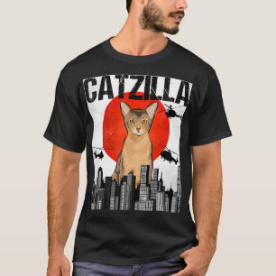 Camiseta Gracioso gato abysiniano de Catzilla japonesa vint