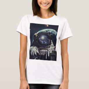 Camiseta Gracioso gato astronauta de Shorthair en el espaci