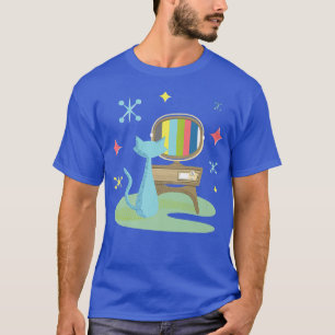 Camiseta Gracioso gato atómico viendo la televisión retro c