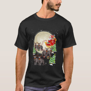 Camiseta Gracioso gato azul ruso reno Santa Sleigh Merry