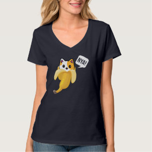 Camiseta Gracioso gato bananero Nya Cute gato Kitten Banana