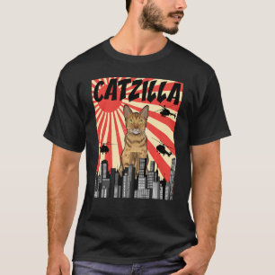 Camiseta Gracioso gato catzilla occicat japonés retro
