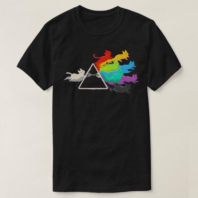 Camiseta Gracioso gato científico del prisma arcoiris (Diseño del anverso)