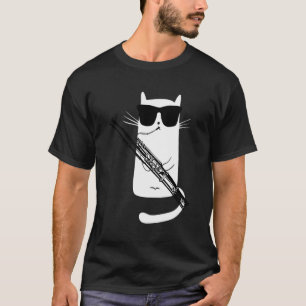 Camiseta Gracioso gato con gafas de sol jugando al Bassoon