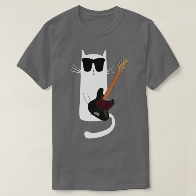 Camiseta Gracioso gato con gafas de sol tocando la guitarra (Diseño del anverso)