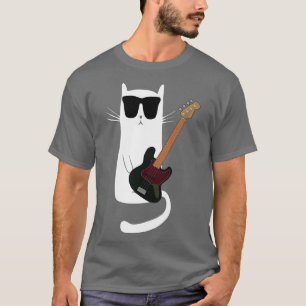Camiseta Gracioso gato con gafas de sol tocando la guitarra