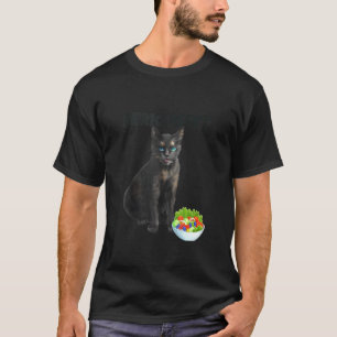 Camiseta Gracioso gato confundido comiendo ensalada en seri