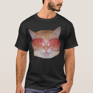Camiseta Gracioso Gato Cute Geeky Hipster Viendo Gafas