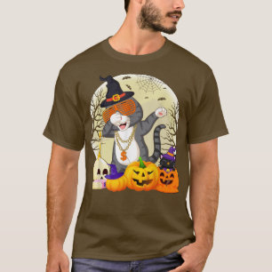 Camiseta Gracioso Gato Dabbing Tirador Gato Dab Halloween