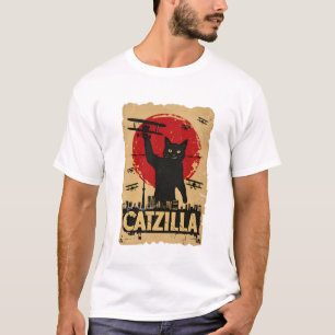 Camiseta Gracioso gato de Catzilla, parodia de gato