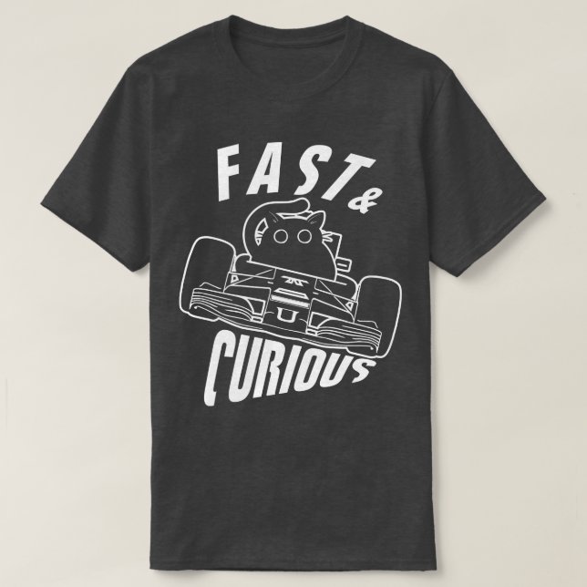 Camiseta Gracioso Gato de Conducción Rápido Curioso (Diseño del anverso)