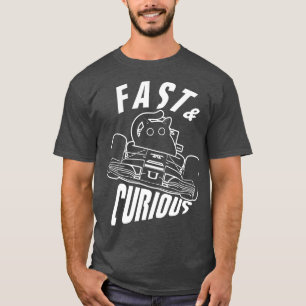 Camiseta Gracioso Gato de Conducción Rápido Curioso