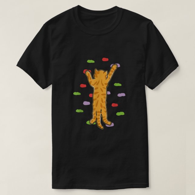 Camiseta Gracioso gato de escalada de rock con pepino (Diseño del anverso)