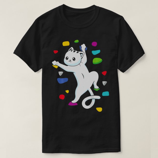 Camiseta Gracioso gato de escalada de rock con pepino (Diseño del anverso)