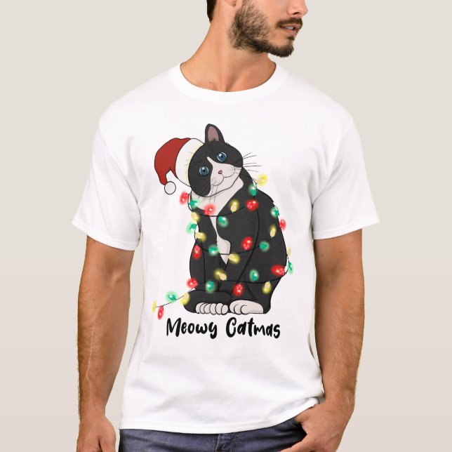 Camiseta Gracioso Gato de Feliz Navidad (Anverso)