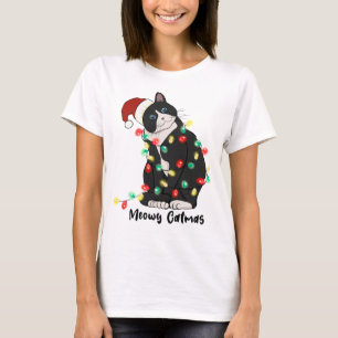 Camiseta Gracioso Gato de Feliz Navidad