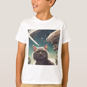Camiseta Gracioso gato de OVNI