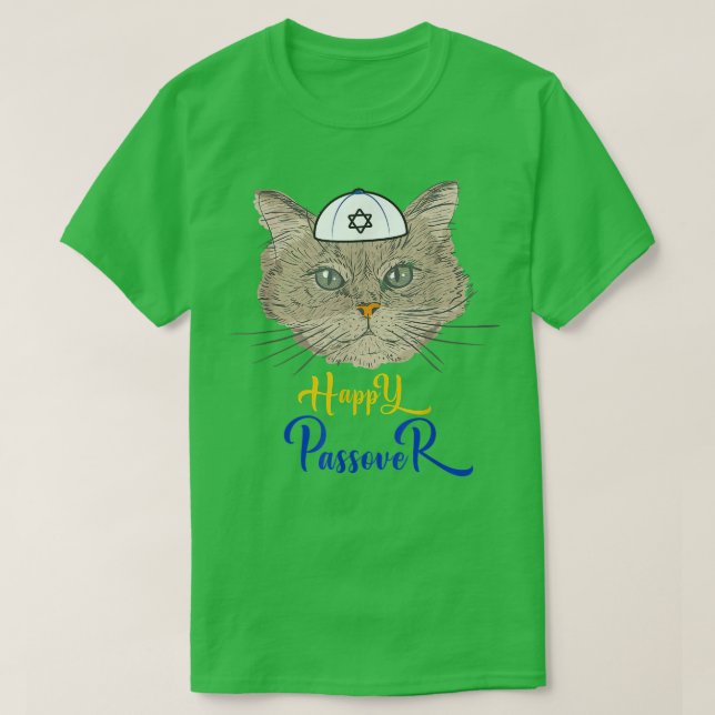 Camiseta Gracioso gato de pascua feliz divertido seder jewi (Diseño del anverso)