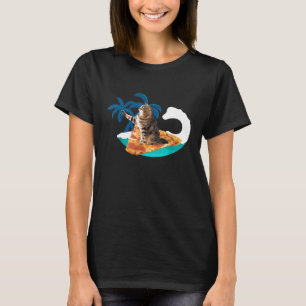 Camiseta Gracioso Gato De Pizza Surfing Fun Surge En Kitty