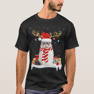 Camiseta Gracioso gato de Ragdoll Ragdoll con luz de reno d