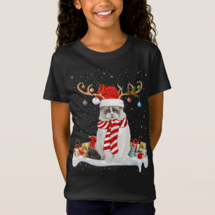 Camiseta Gracioso gato de Ragdoll Ragdoll con luz de reno d