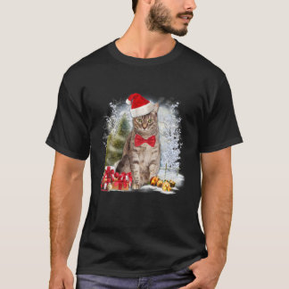 Camiseta Gracioso gato de Tabby lleva navidades gráficas de