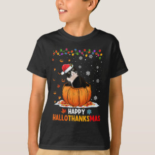 Camiseta Gracioso Gato De Tuxedo En Calabaza Feliz Hallotha
