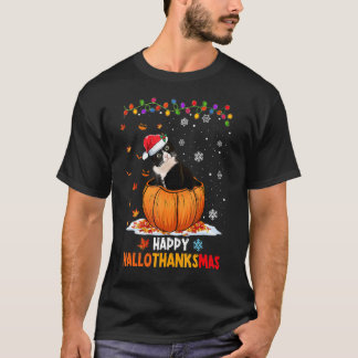 Camiseta Gracioso Gato De Tuxedo En Calabaza Feliz Hallotha