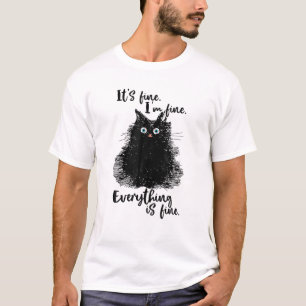 Camiseta Gracioso gato está bien estoy bien todo está bie