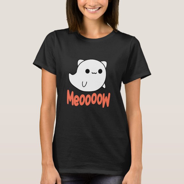 Camiseta Gracioso gato fantasma de Halloween (Anverso)