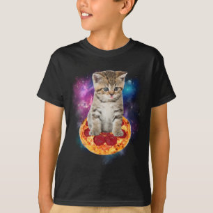 Camiseta Gracioso Gato Galaxy en el espacio - Pizza y T