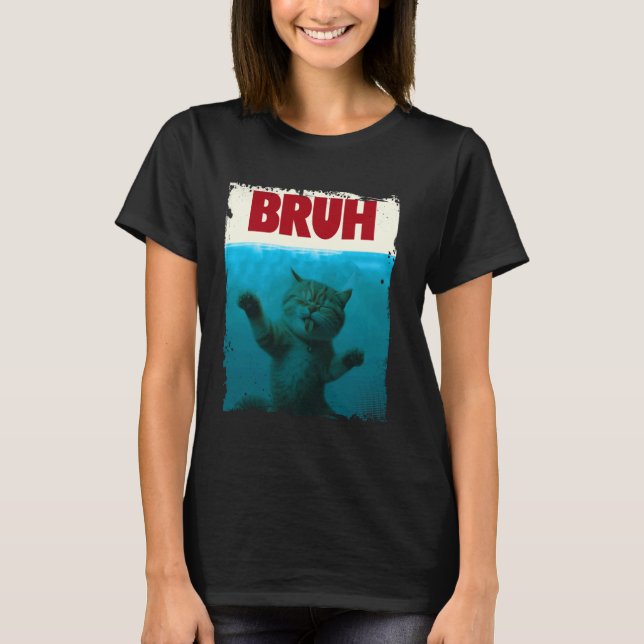 Camiseta Gracioso Gato Gatito Bruh Meme Gracioso Parodiando (Anverso)