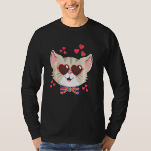 Camiseta Gracioso Gato Gato Glass Valentine Day Design