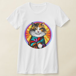 Camiseta Gracioso gato hippie