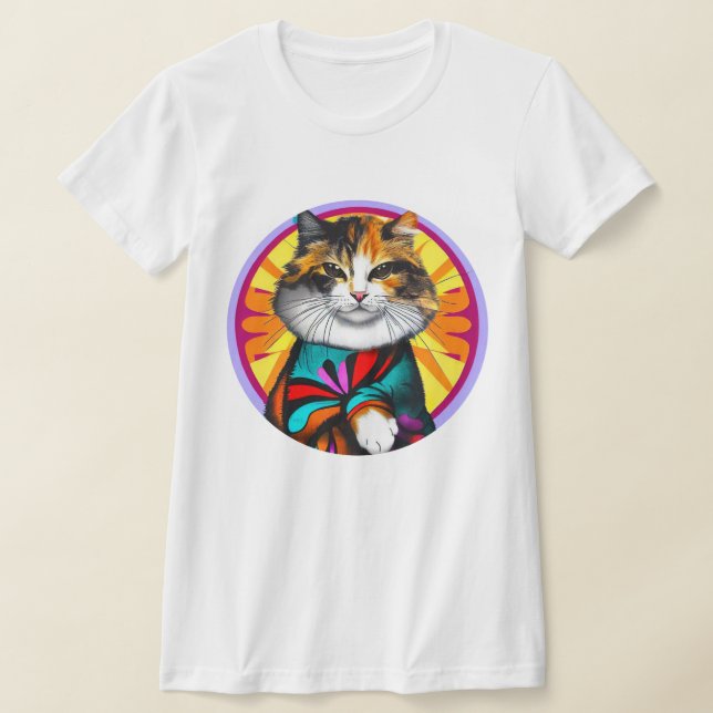 Camiseta Gracioso gato hippie (Distribución)