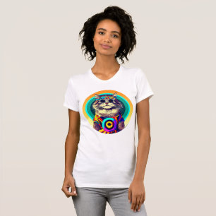 Camiseta Gracioso gato hippie