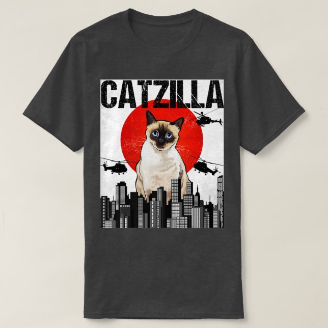 Camiseta Gracioso gato japonés catzilla siamés (Diseño del anverso)