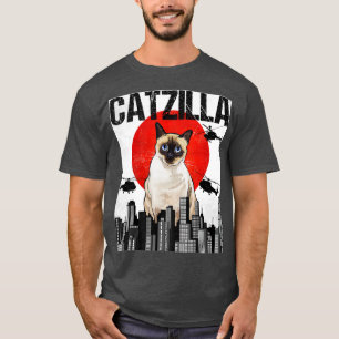Camiseta Gracioso gato japonés catzilla siamés