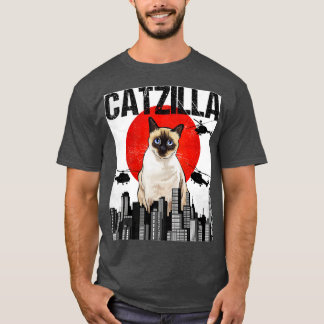Camiseta Gracioso gato japonés catzilla siamés