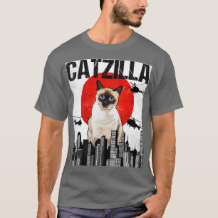 Camiseta Gracioso gato japonés catzilla siamés